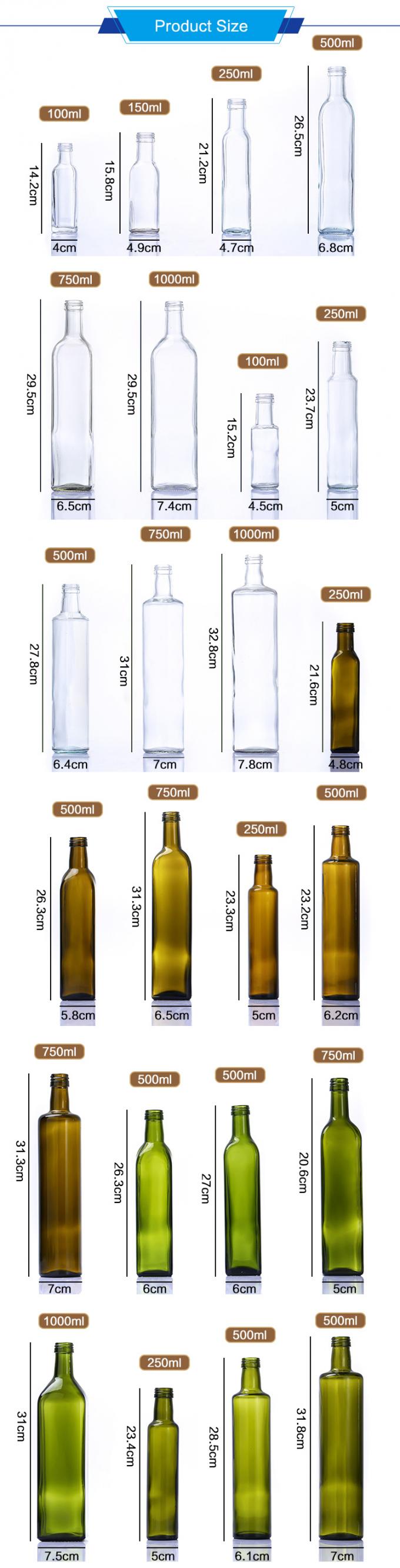 100 ml 250 ml 500 ml Vinagre de vidro quadrado garrafas de azeite para cozinha 0