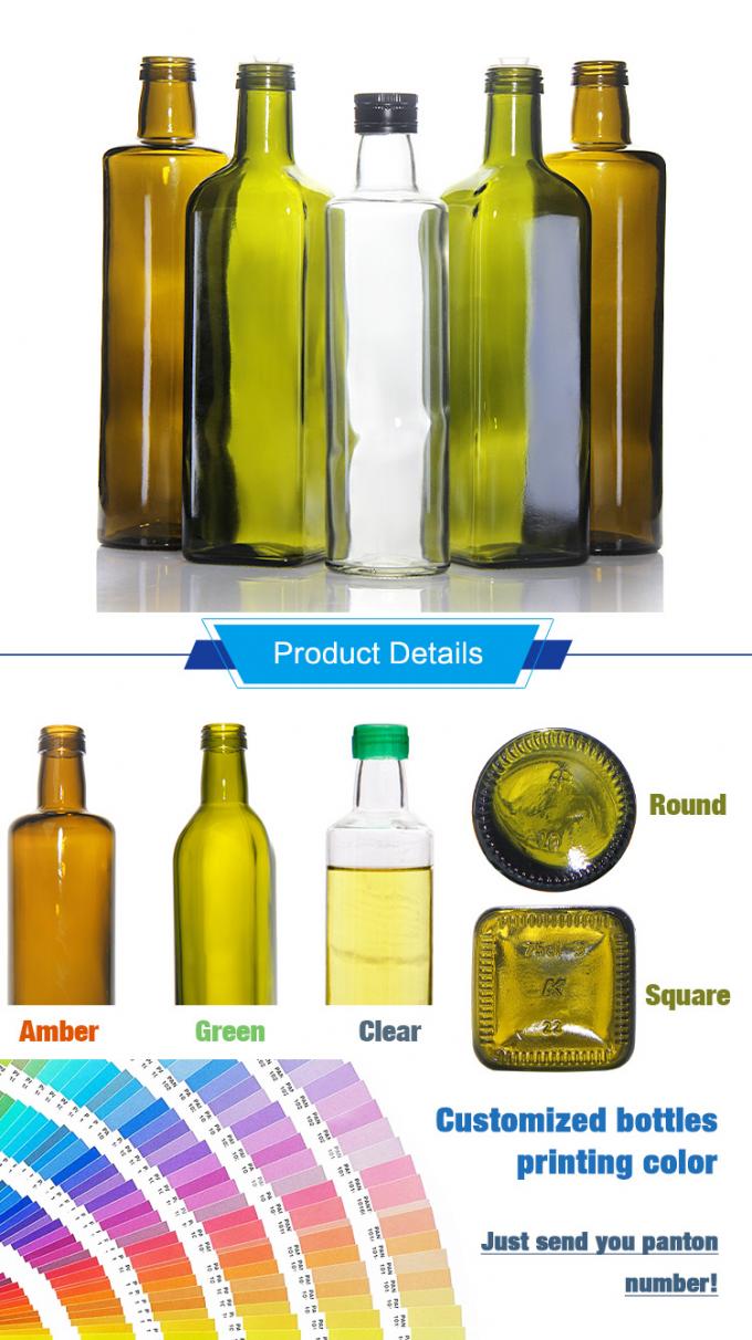 100 ml 250 ml 500 ml Vinagre de vidro quadrado garrafas de azeite para cozinha 1