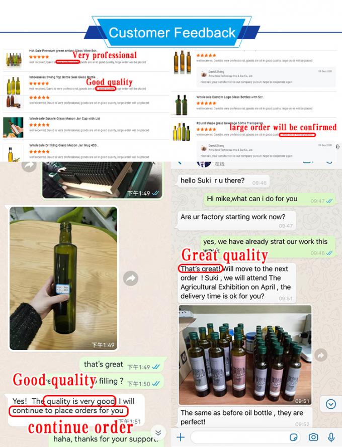 100 ml 250 ml 500 ml Vinagre de vidro quadrado garrafas de azeite para cozinha 4