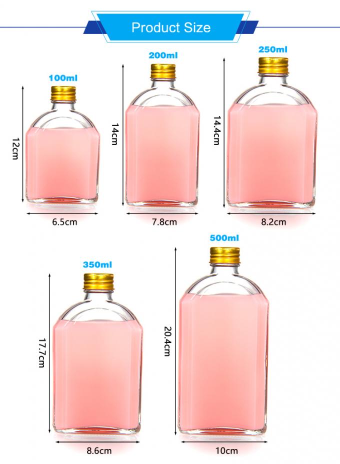 Garrafas de sumo de vidro estanques de 8 oz Flat Flask For Liquor Whisky Kombucha 1