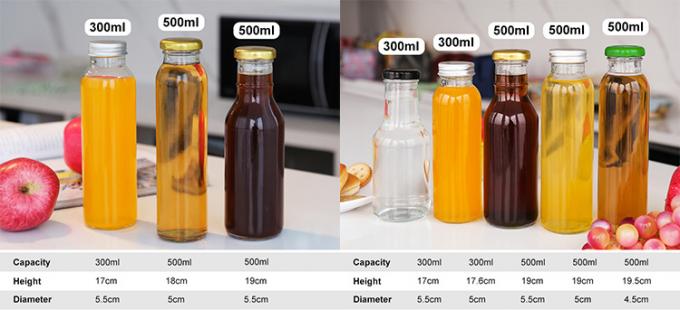 350 ml 2 oz garrafas de suco garrafa de vidro transparente de bebidas com tampa de PP 2