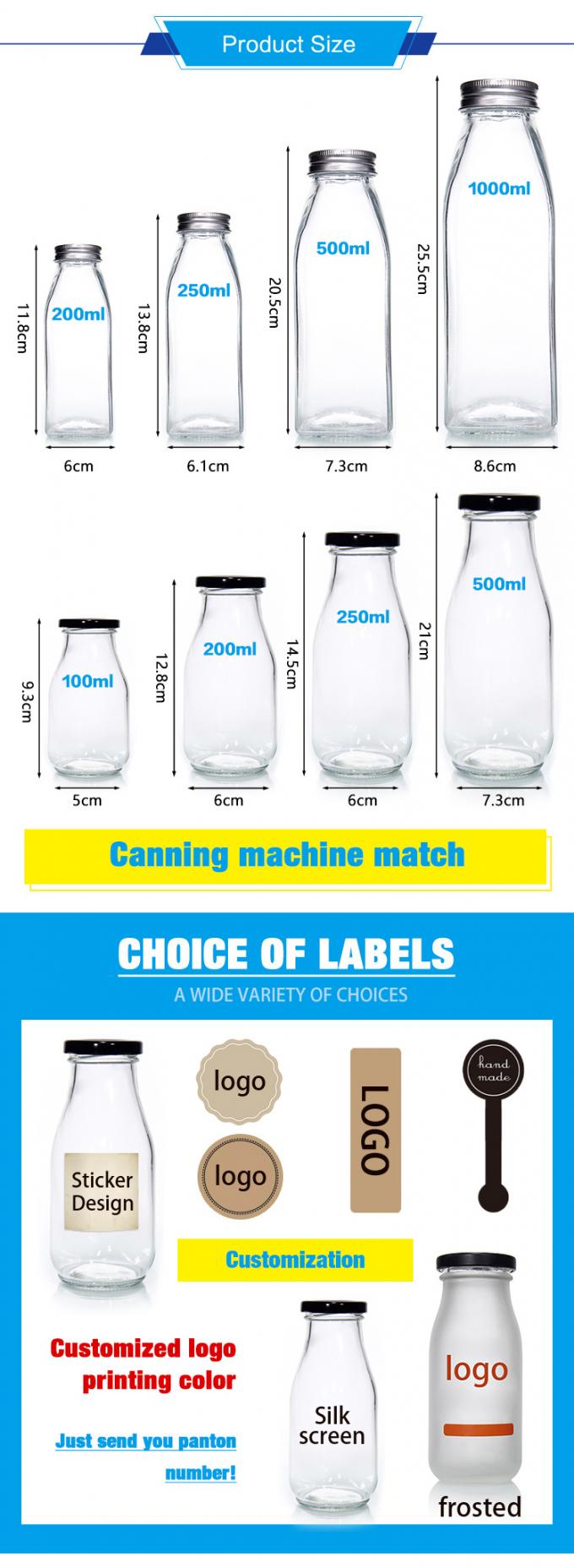 500 ml garrafa de sumo transparente recipientes de vidro hermético de sumo impressão em decal 1