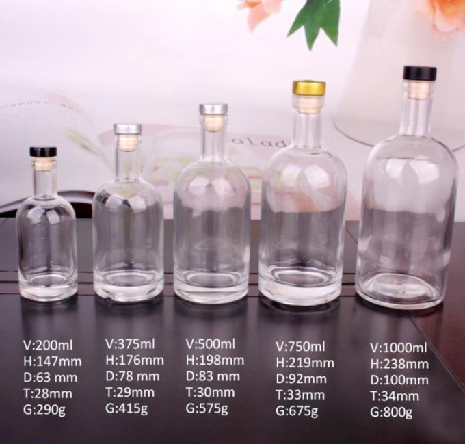 Preço barato750ml Flint Glass Liquor Bottles Custom Printed For Cocktail whisky rum 1