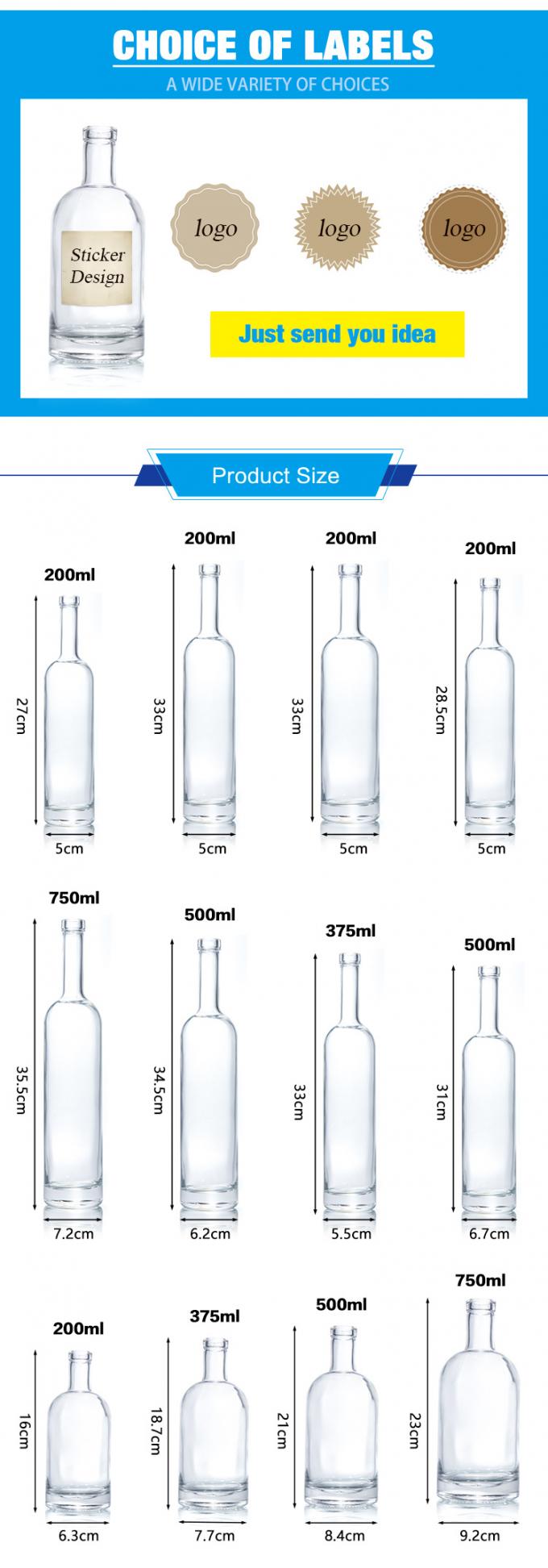 Flint Botalhas de Vidro Vazio 200ml 375ml 1000ml OEM 7