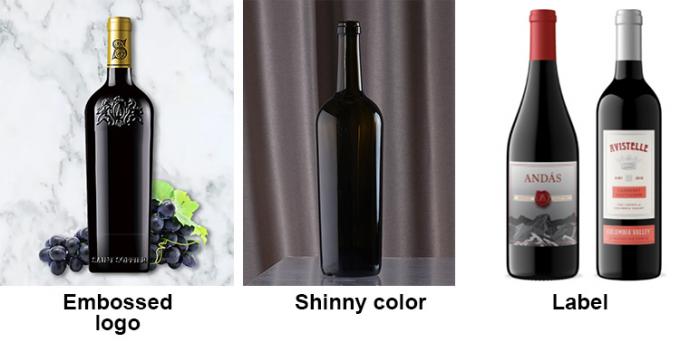 Pressão em massa Boca de vidro de vinho azul Vazio 375ml Personalizado 3