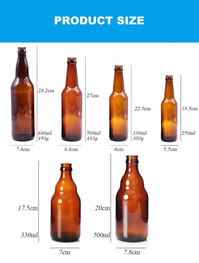 Garrafas de cerveja de vidro 200 ml 375 ml 500 ml para fabricação caseira 1