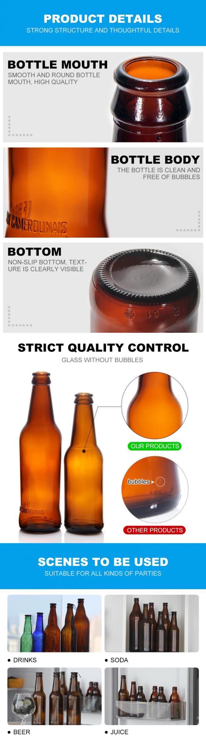 Garrafas de cerveja de vidro 200 ml 375 ml 500 ml para fabricação caseira 2