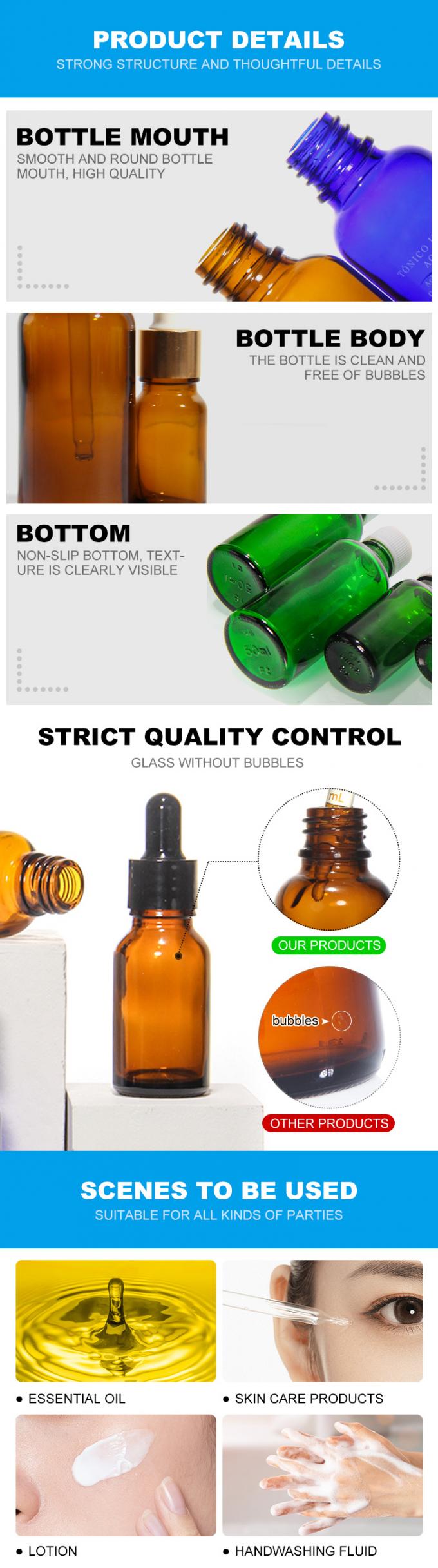 OEM 5ml 10ml 1oz Ambar Garrafas de vidro de gotejamento Óleo essencial 0