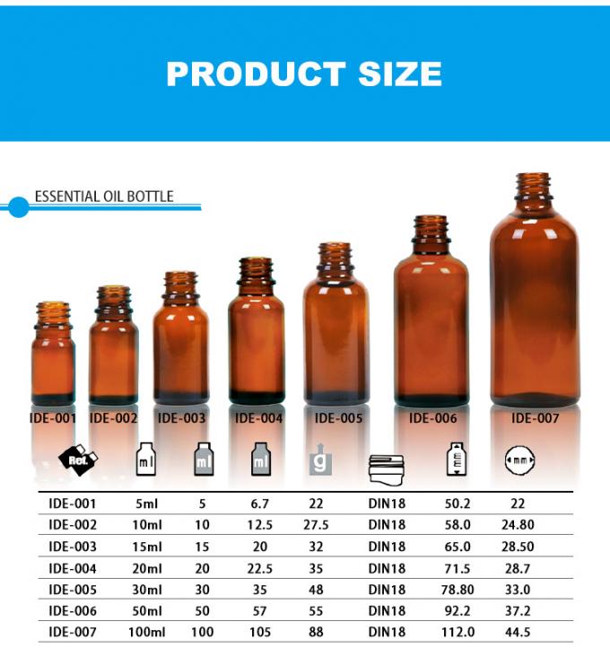 OEM 5ml 10ml 1oz Ambar Garrafas de vidro de gotejamento Óleo essencial 1