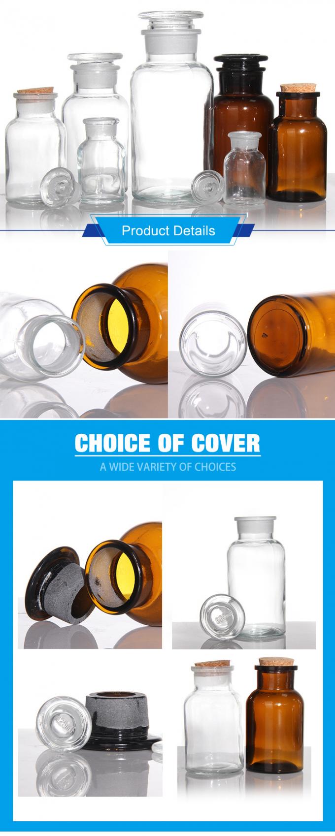 Ambre de Boca Larga Botalhas de Vidro de Medicamento para pílulas Reagente Químico 250 ml 500 ml 0