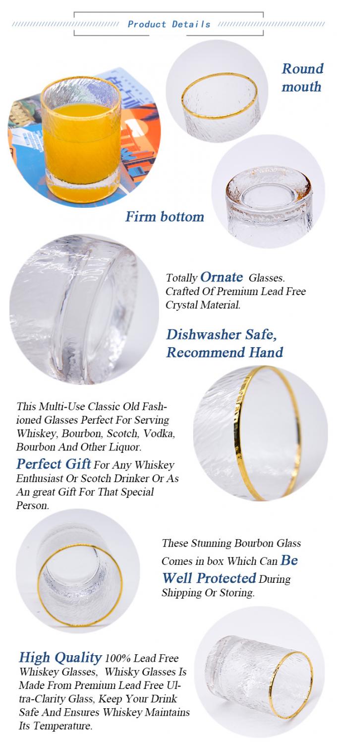 7oz 8oz de vidro de uísque de cristal personalizado com borda de ouro 1