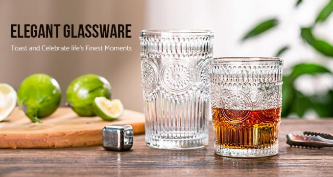Garrafas de cristal congeladas para beber Sol-flor em relevo para água do café 1