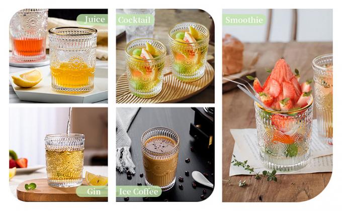 Garrafas de cristal congeladas para beber Sol-flor em relevo para água do café 4