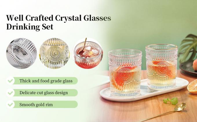 Garrafas de cristal congeladas para beber Sol-flor em relevo para água do café 3