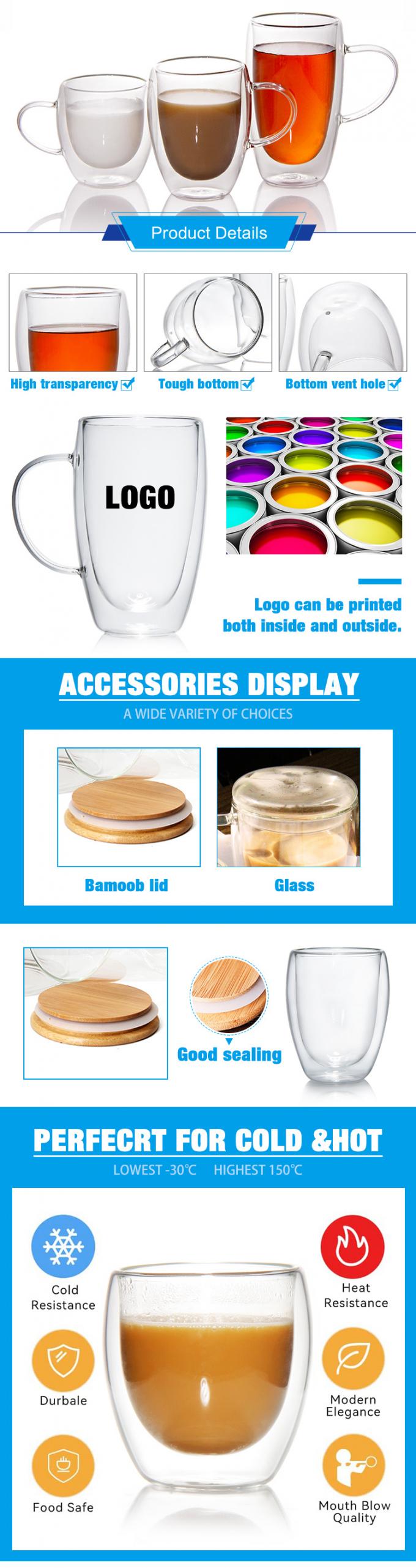 OEM Borosilicato de parede dupla Copo de chá de vidro isolado 80ml 0