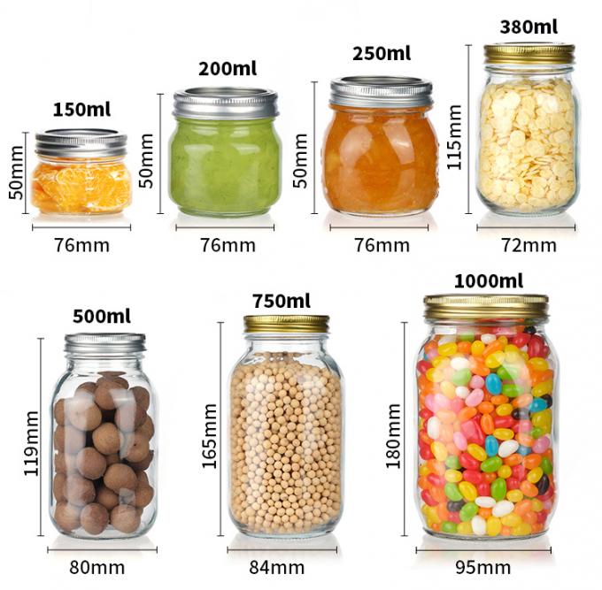 Frascos de vidro em conservas de picles Mason 150 ml 200 ml 250 ml com tampa 1