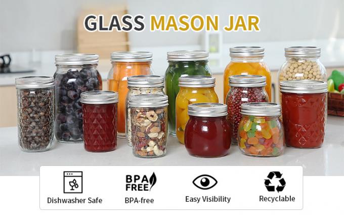 Frascos de vidro em conservas de picles Mason 150 ml 200 ml 250 ml com tampa 0