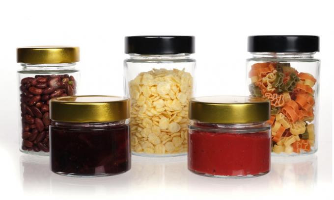 Embalagem de alimentos 4oz 6oz 9oz 13oz 17oz garrafas de vidro transparentes com tampa de vidro 0