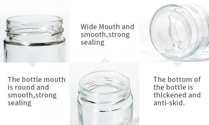 Embalagem de alimentos 4oz 6oz 9oz 13oz 17oz garrafas de vidro transparentes com tampa de vidro 1