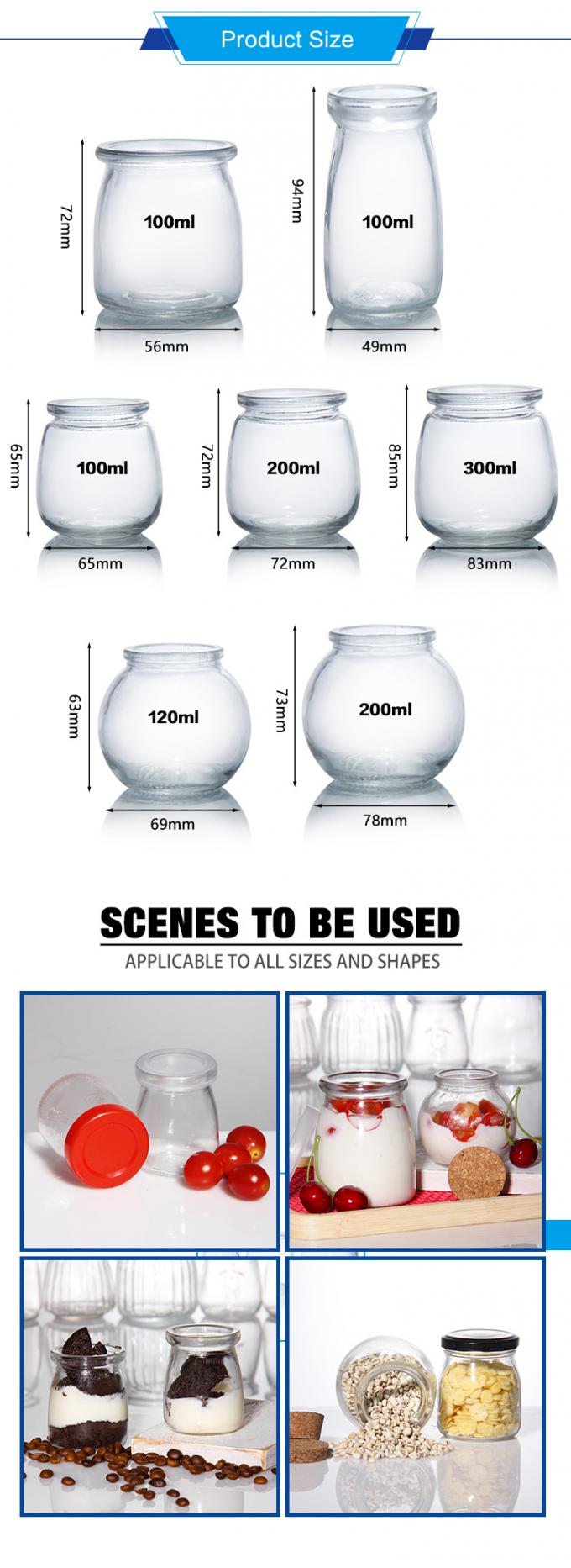 Potes de pudim de vidro, potes de especiarias, tampas de cortiça, 50 ml, 100 ml, 150 ml 1