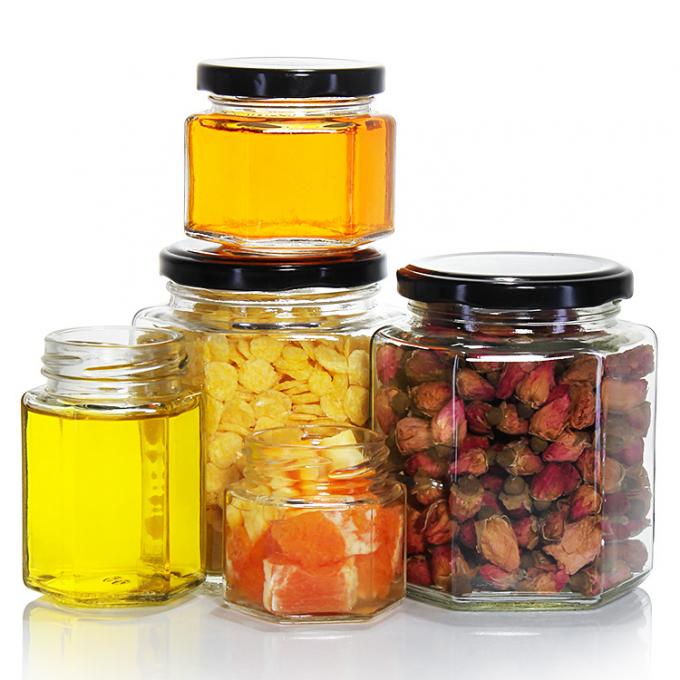 Frascos de vidro redondos transparentes de 100 ml para armazenamento de mel Embalagens alimentares com tampa de metal 1