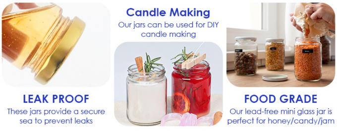 300 ml 200 ml 100 ml Grátis Hexagon Glass Mason Jar Jar Jam Jar Honey Jar Com Fecho de Parafuso Metálico 3