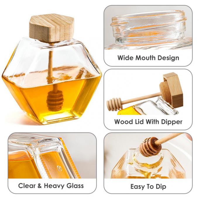 100 ml 220 ml frascos hexagonais de vidro com tampa 1