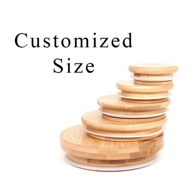 Grátis tampas de bambu com buraco de palha de madeira personalizado 16 oz de vidro Mason Jar tapa 0