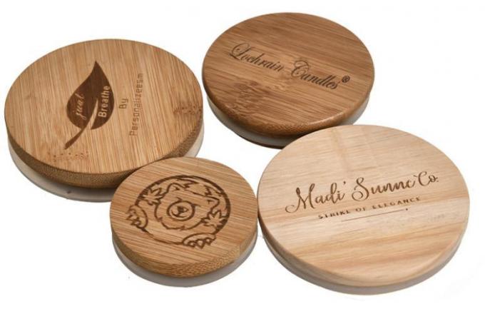 Coberturas de frascos de bambu reutilizáveis com buraco de palha 70 mm Coberturas de bebidas de bambu Coberturas de garrafas de boca larga 4