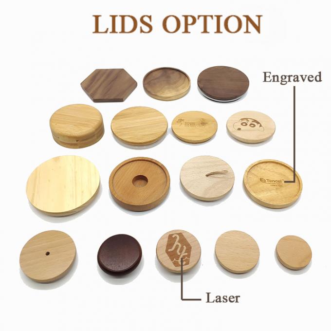 70mm/86mm Mason Capas reutilizáveis Caps de bambu Tops com buraco de palha e selo de silicone 1