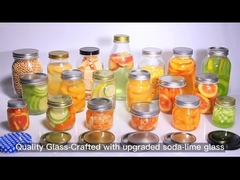 Jarros de vidro de boca larga e redonda 12 oz Jarros de madeira para casa