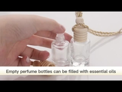 8 ml Flat Round Glass Air Freshener Car Parfume Diffuser Flask com tampa de madeira