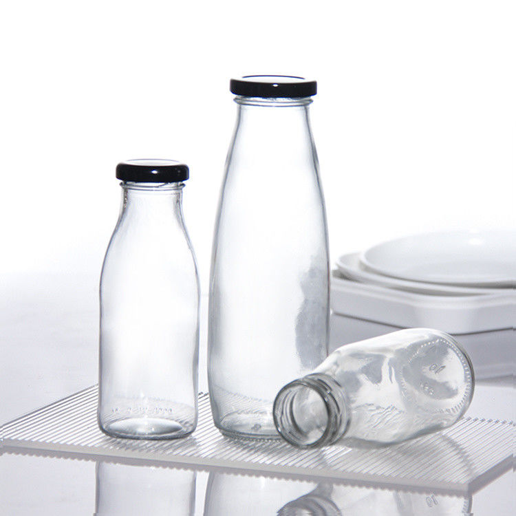 OEM 250 ml 500 ml 1000 ml 2 litros Garrafas de vidro de leite Jar Grade Food Forma redonda