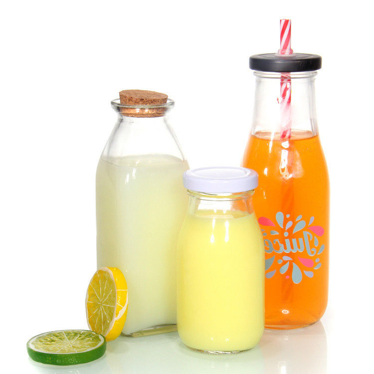 OEM 250 ml 500 ml 1000 ml 2 litros Garrafas de vidro de leite Jar Grade Food Forma redonda