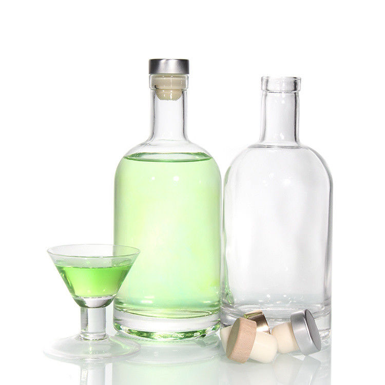 Preço barato750ml Flint Glass Liquor Bottles Custom Printed For Cocktail whisky rum