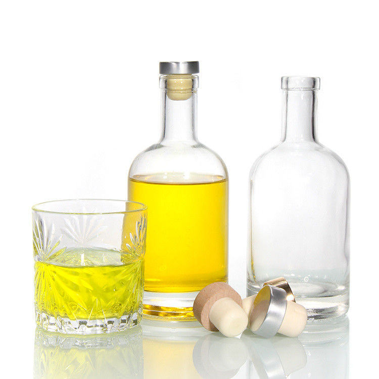 Preço barato750ml Flint Glass Liquor Bottles Custom Printed For Cocktail whisky rum