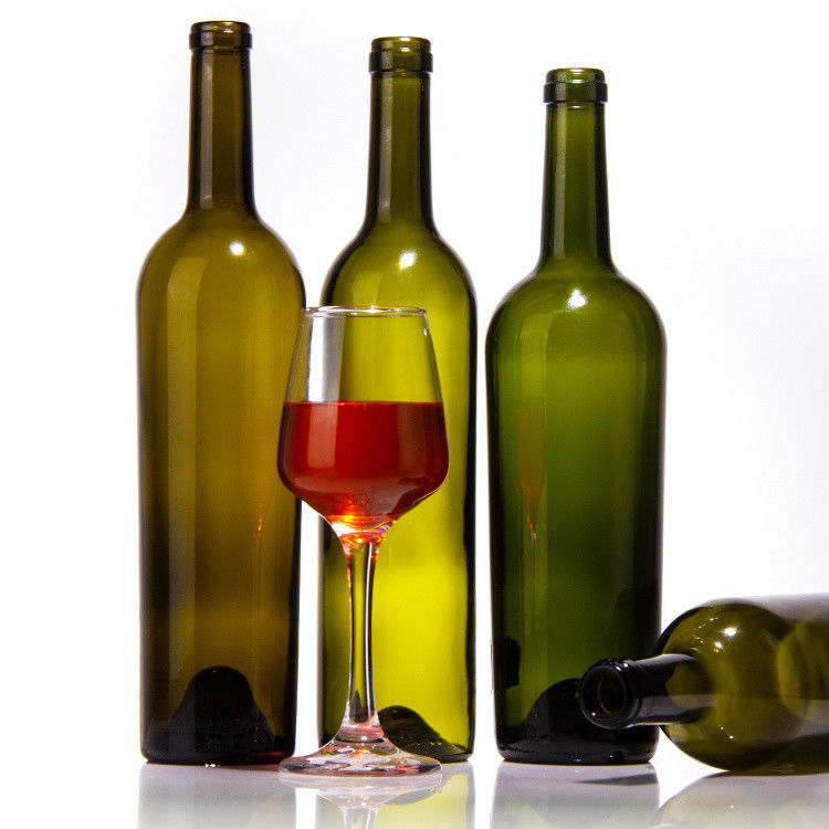 Fábrica vende garrafas de vidro verde escuro e garrafas de vidro de vinho tinto com tampa hermética
