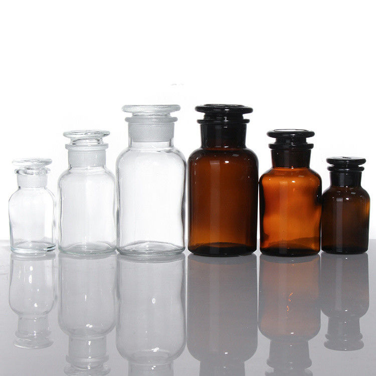 Ambre de Boca Larga Botalhas de Vidro de Medicamento para pílulas Reagente Químico 250 ml 500 ml