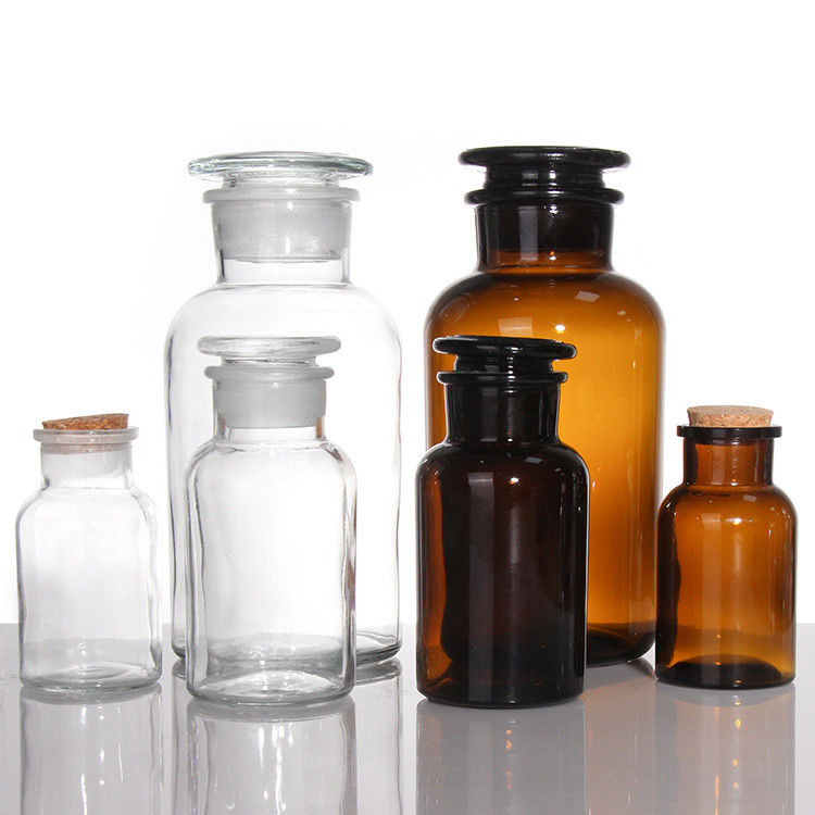 Ambre de Boca Larga Botalhas de Vidro de Medicamento para pílulas Reagente Químico 250 ml 500 ml