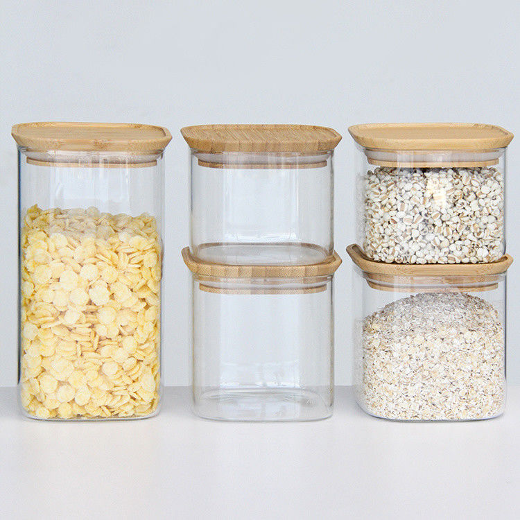 Jarros de vidro de alto borosilicato 300 ml Canisters de cozinha com tampa de cortiça da despensa