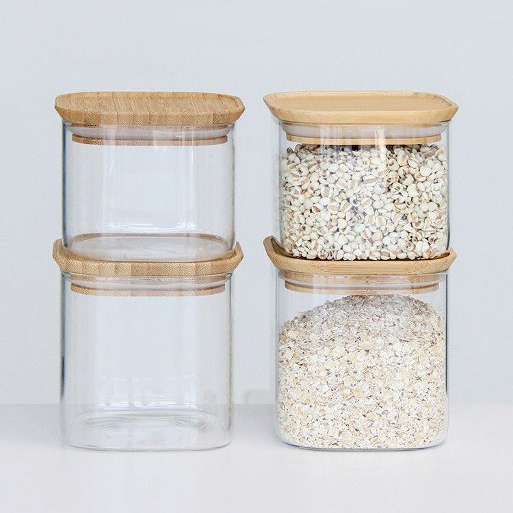 Jarros de vidro de alto borosilicato 300 ml Canisters de cozinha com tampa de cortiça da despensa