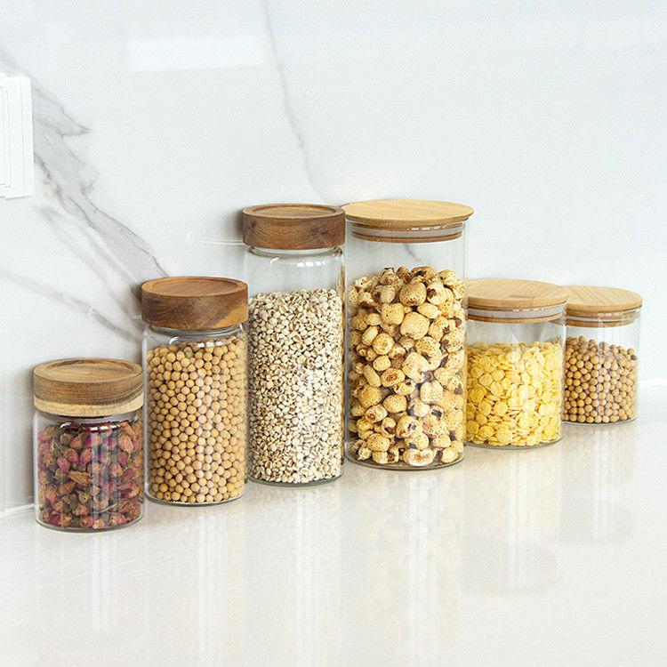 Armazenamento de alimentos Jarros de vidro de borosilicato redondo para alimentos Jarros herméticos para cozinha
