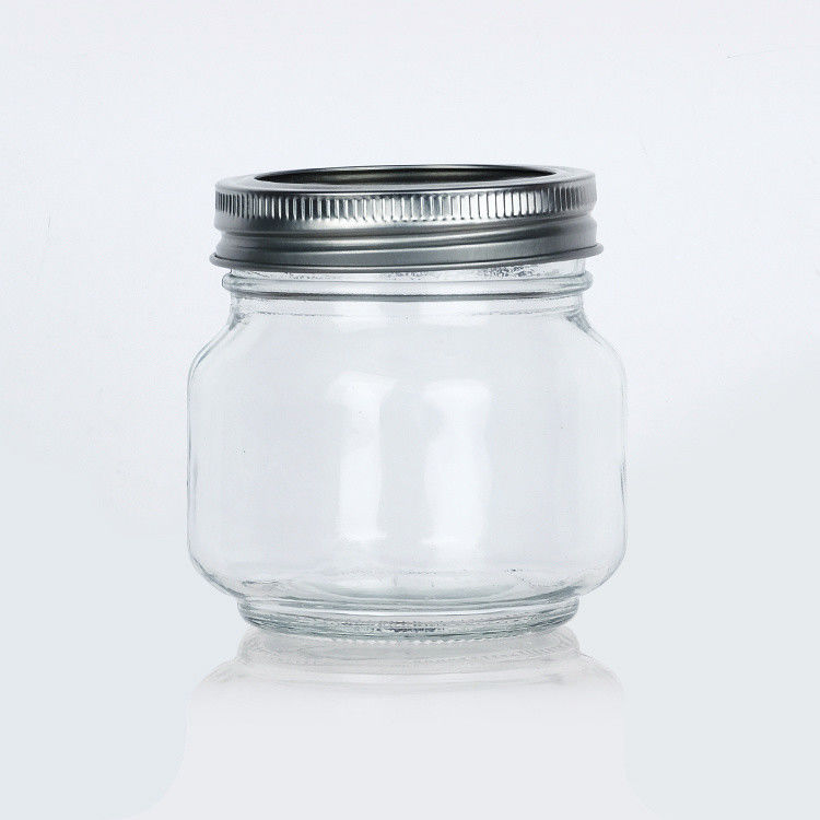 Embalagem de alimentos de alta qualidade e transparente Armazenamento Jar de vidro redondo Mason com tampa de alumínio