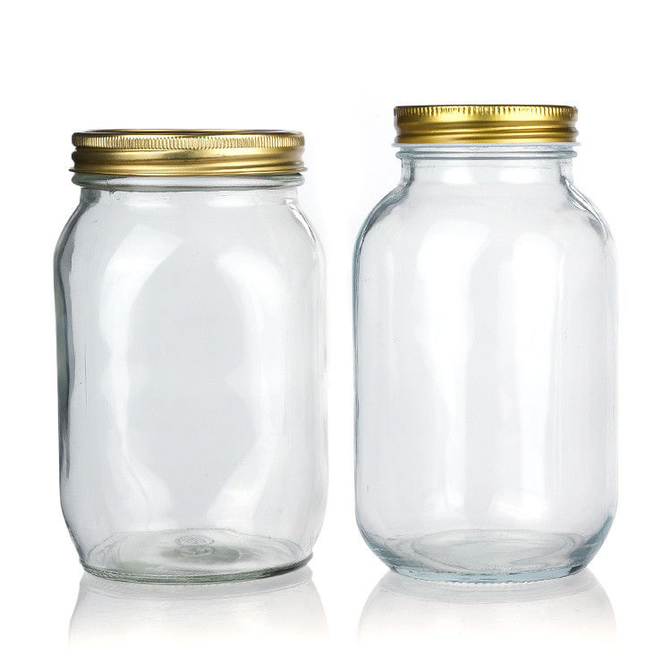 Custom Luxury 16oz Round Clear Glass Jar With Lid Storage Glass Mason Jar (Jar de vidro redondo transparente com tampa de armazenamento)