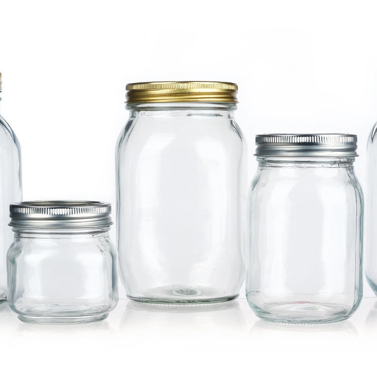 Custom Luxury 16oz Round Clear Glass Jar With Lid Storage Glass Mason Jar (Jar de vidro redondo transparente com tampa de armazenamento)