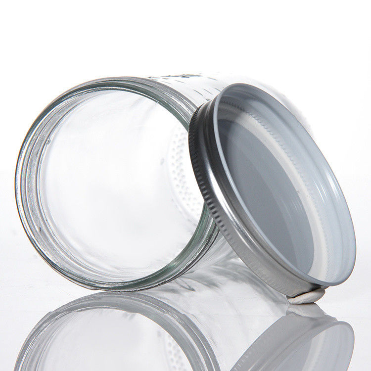 Design personalizado 8 Oz 16 Oz Recipiente de armazenamento de alimentos Jar de vidro Mason com tampas