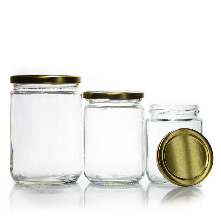 Portagem Livre 8oz 16oz 24oz Preservação de mel picles Cozinha frascos de vidro de armazenamento com tampa selada