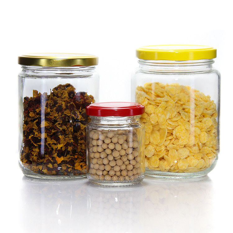 Portagem Livre 8oz 16oz 24oz Preservação de mel picles Cozinha frascos de vidro de armazenamento com tampa selada