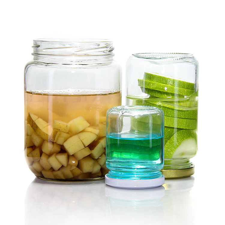 Grade de alimentos redondo transparente de 25 ml a 1000 ml geleia de mel frasco de vidro de armazenamento com tampa hermética de metal