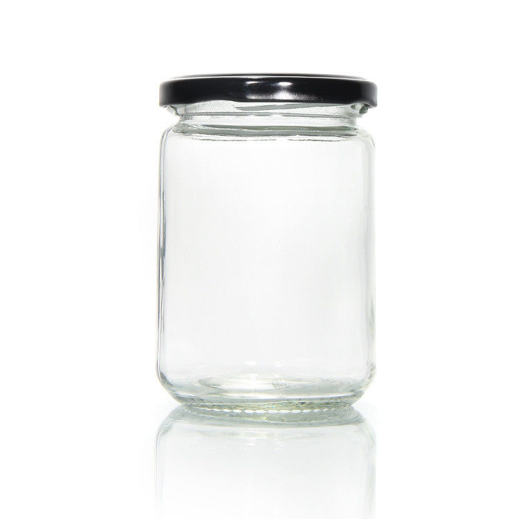 Grade de alimentos redondo transparente de 25 ml a 1000 ml geleia de mel frasco de vidro de armazenamento com tampa hermética de metal
